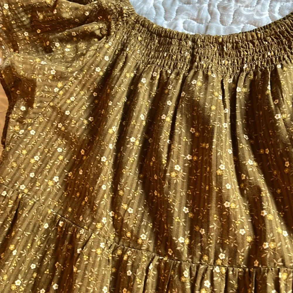 Madewell Ruffle-Sleeve Tiered Midi Dress in Daisy Stitch Size L - Belt included - Picture 10 of 14